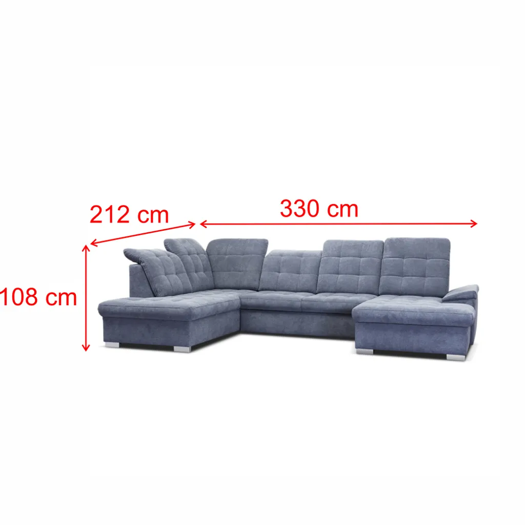 Selsey - Sofa In U-Form / Wohnlandschaft JAMAAL In Grau, Regulierbare Rückenlehne, Schlaffunktion, Bettkasten, Ottomane Rechts, 330 Cm – Bild 8