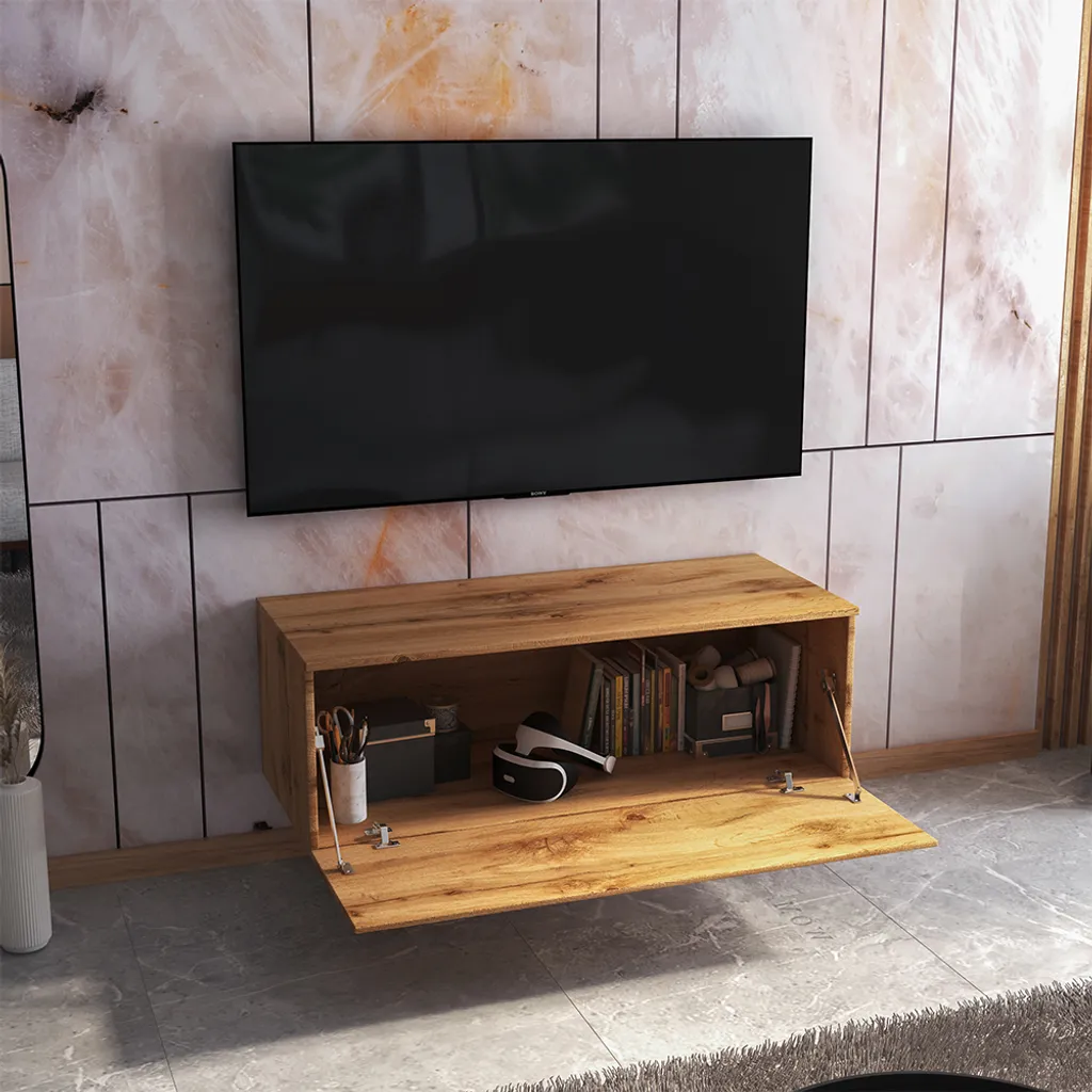 Selsey TV-Tisch SKYLARA - TV-Board In Wotan Eiche Matt - 100 Cm Breit - Stehend / Hängend – Bild 2