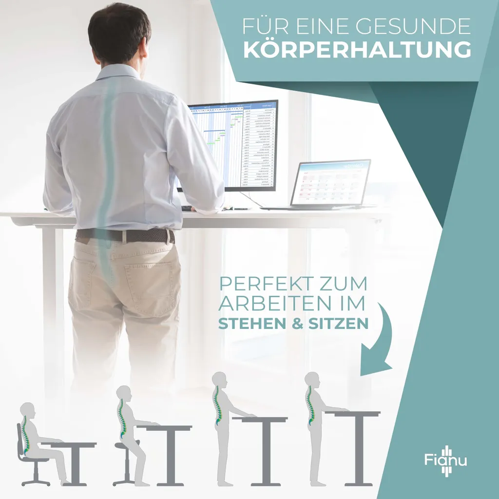 Fianu® Höhenverstellbarer Schreibtisch Elektrisch Gestell Für Stehschreibtisch 2 Motoren Mit Anti-Kollisionsschutz 4 Speicherplätze Bis 100kg Tragkraft – Bild 3