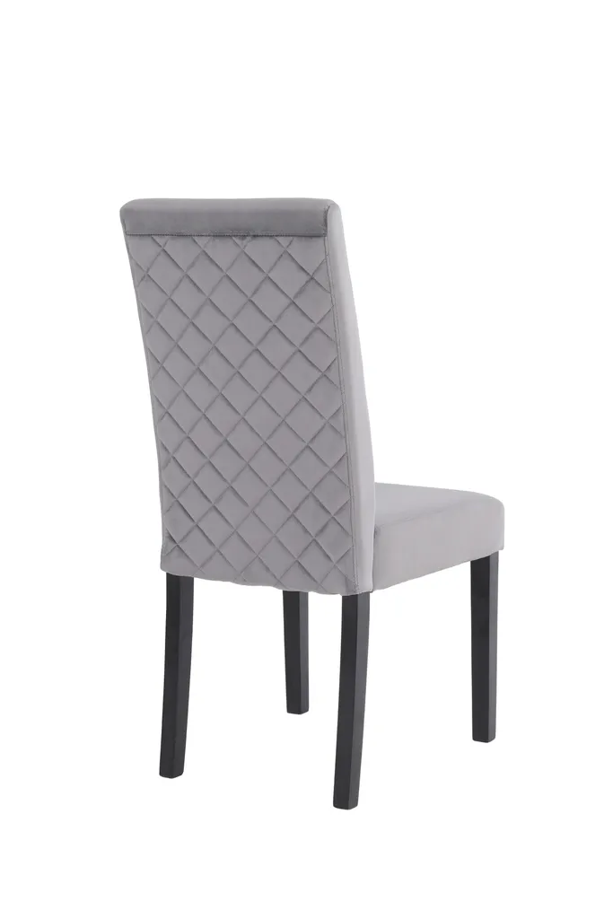 ByLIVING Esszimmerstuhl Silvio 2er-Set, Samt Bezug In Grau Mit Rautensteppung, Gestell Rubberwood Schwarz – Bild 6