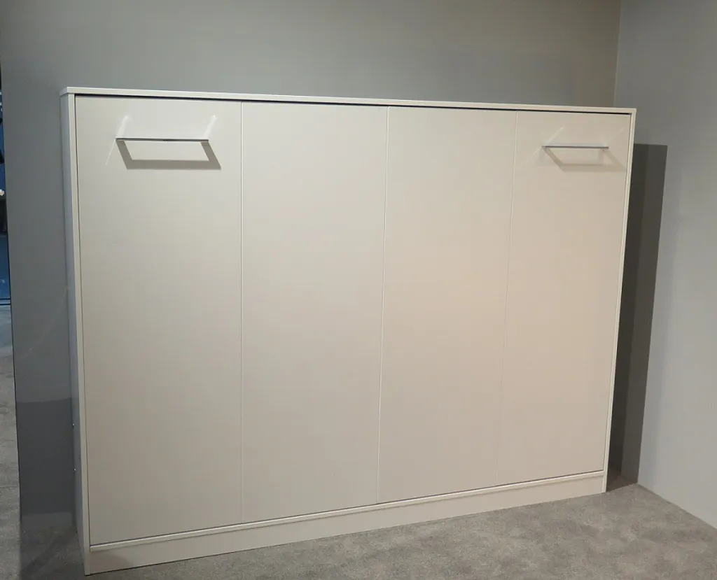 Schrankbett Klappbett Wandbett Horizontal HB 140 X 200, Schrankklappbett Mit Aufsatz Und 2 Schränken Weiß Eiche Sonoma, Lancelot Mit Schwarz – Bild 7