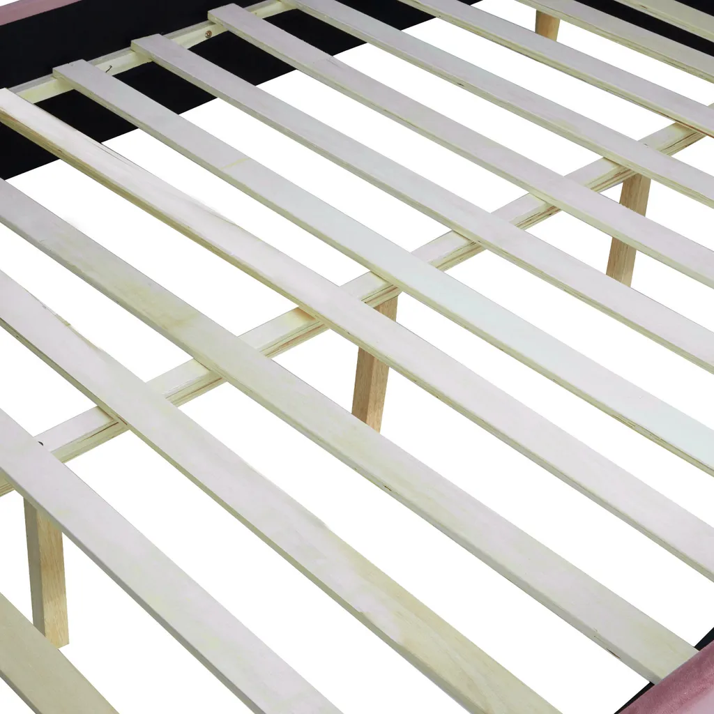 Homestyle4u 2009, Polsterbett 140x200 Mit Lattenrost Rosa Altrosa Samt Bett Doppelbett Stoffbett Bettgestell – Bild 10