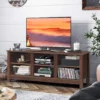 COSTWAY TV-Schrank Mit Regale, Fernsehschrank Holz, TV-Ständer Für 60 Zoll Fernseher, Offene Aufbewahrungskonsole Für Zuhause & Büro, Sideboard Wohnzimmerschrank Küchenschrank (Braun)