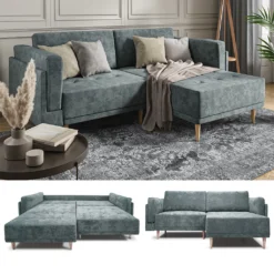 VitaliSpa Ecksofa Mit Schlaffunktion Cali Grau 236 X 96,5 X 172 Polyester