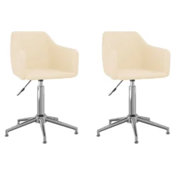 VidaXL Esszimmerstühle 2 Stk. Drehbar Creme Stoff