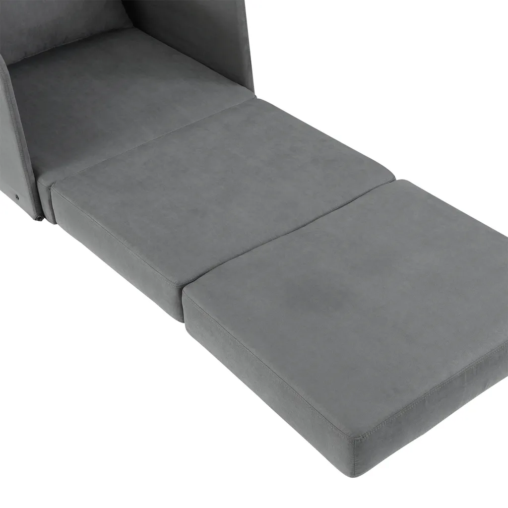 HOMCOM Schlafsofa Sofabett Einzelsofa Waschbarer Bezug 2 Seitentaschen Kissen Metall Grau 70 X 74 X 78 Cm – Bild 10
