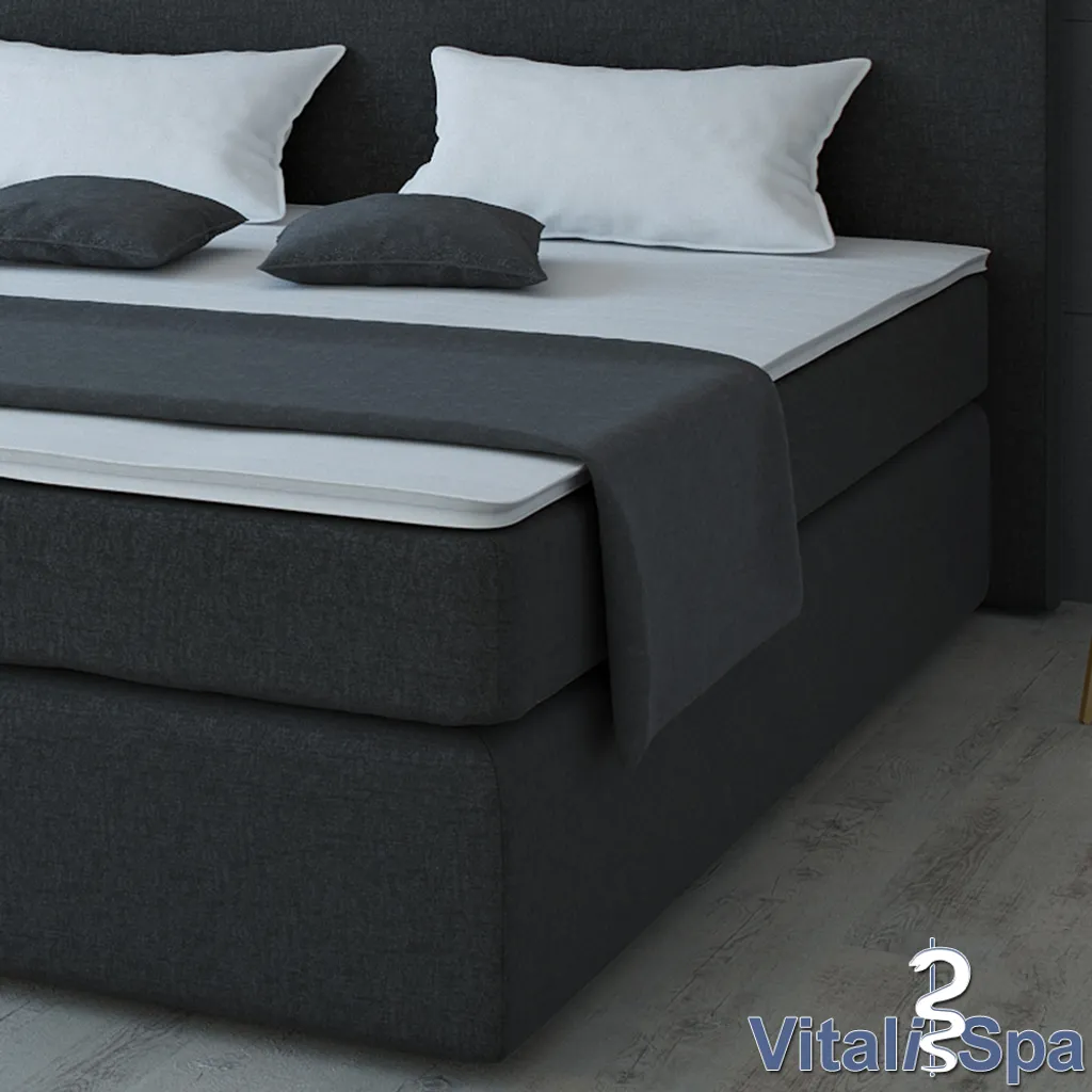 VitaliSpa Boxspringbett Schwarz Mit Topper 180x200 Möbelstoff – Bild 5