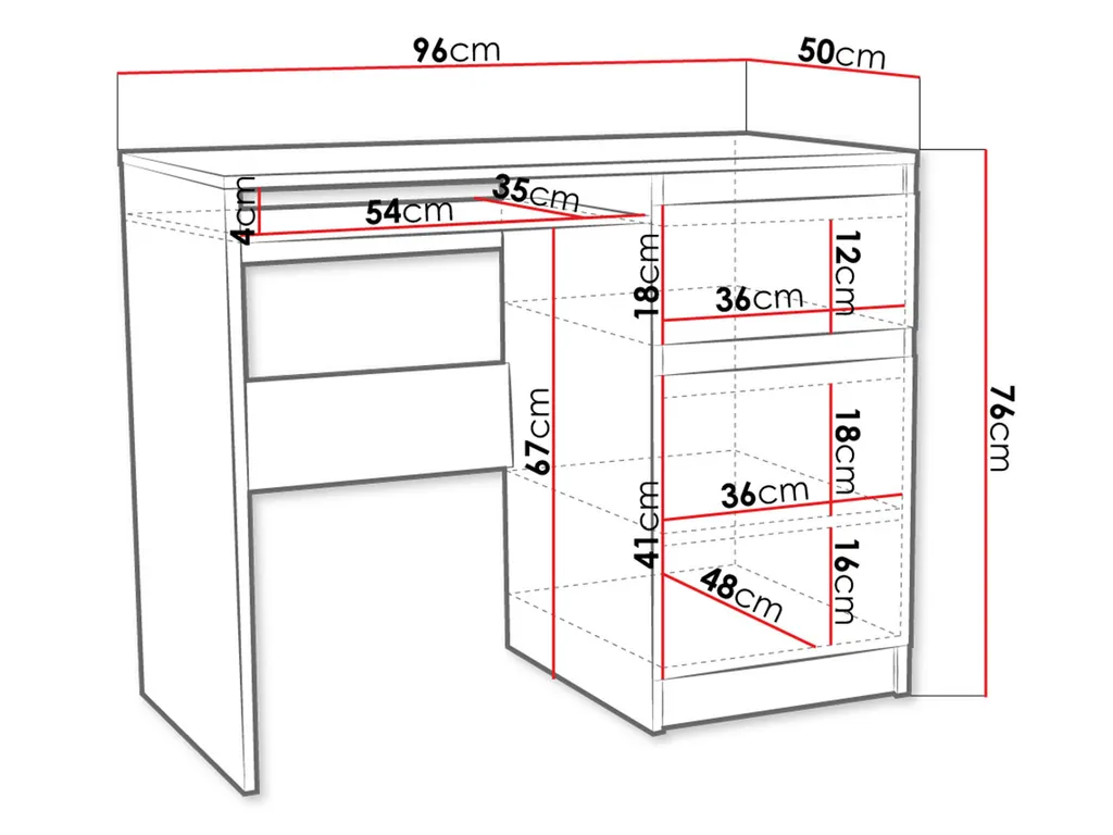 Mirjan24 Schreibtisch Eminas, Stilvoll Jugendzimmer Computertisch Vom Hersteller, Modern Kollektion (Farbe: Weiß) – Bild 4