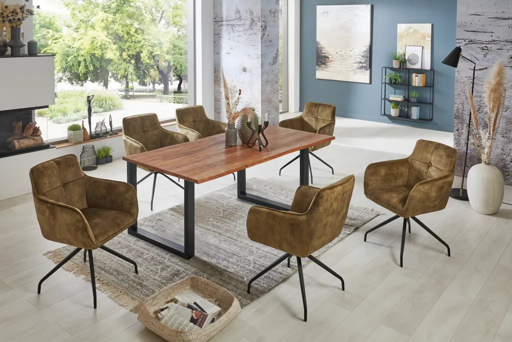 Esszimmerstuhl Armlehnenstuhl Mit Absteppungen Olivgrün Schwarz MALAGA