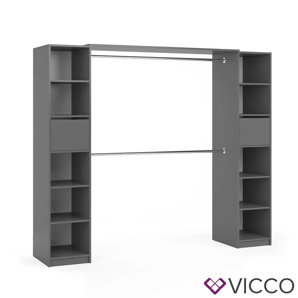 Vicco Kleiderschrank Visit Anthrazit 225,4 X 189,4 X 49,9 Cm Holzwerkstoff – Bild 2