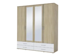 Kleiderschrank RASANT-EXTRA Sonoma Eiche - Weiß 168 Cm Mit Spiegel - Die Möbelfundgrube