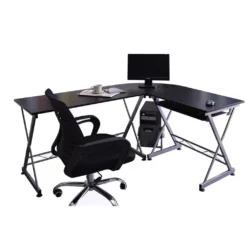 SixBros. Computerschreibtisch, Großer Eckschreibtisch Für Büro Und Arbeitszimmer, Büroschreibtisch In Schwarz, 160 X 120 Cm CT-3802/2075