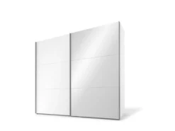 Schwebetürenschrank Swift Inklusive Zubehör-Paket B150/H216/T68 Polarweiß & Spiegel