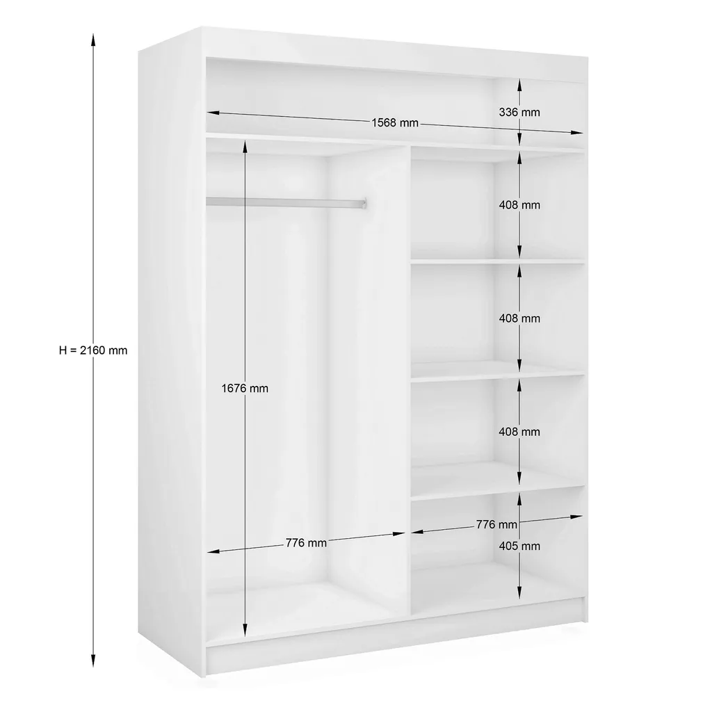 FURNIX Kleiderschrank DARLENE 160 Schrank Mit Schiebetüren Siegel Spiegeltür Schwarz – Bild 3