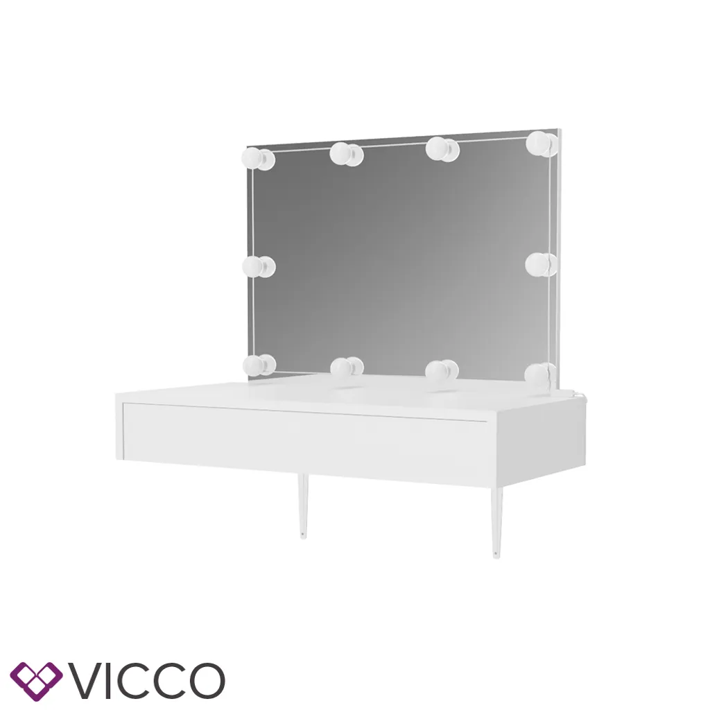 Vicco Schminktisch Alessia Frisiertisch Kommode Frisierkommode Spiegel Weiß Inklusive LED-Lichterkette – Bild 2