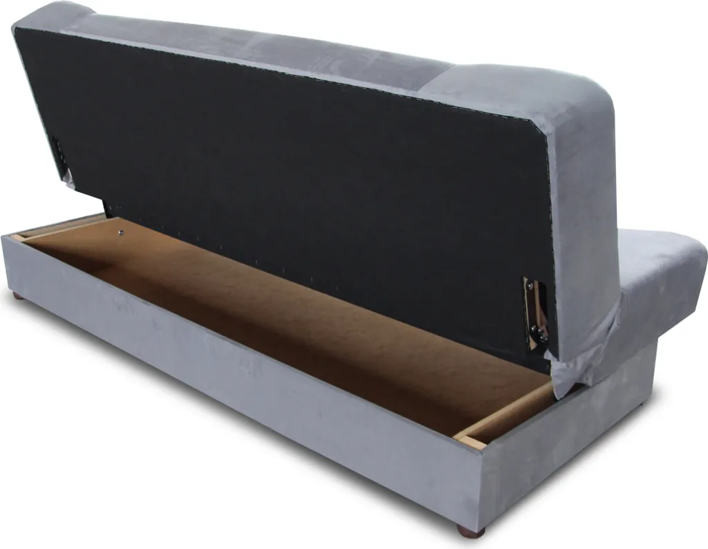 Schlafsofa Sena - Sofa Mit Schlaffunktion Und Bettkasten, Velours Stoff, Bettsofa Mit Bonell-Federkern, Couch (Grau (Manila 16)) – Bild 3