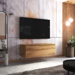 Selsey TV-Tisch SKYLARA - TV-Board In Wotan Eiche Matt - 100 Cm Breit - Stehend / Hängend