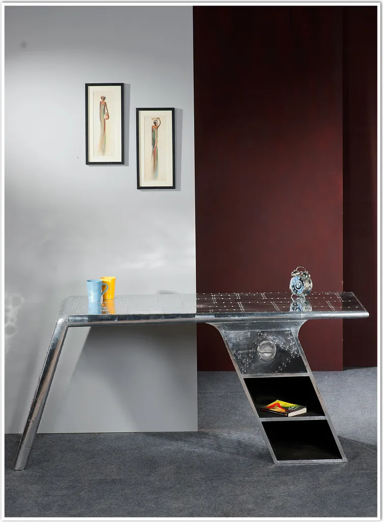 SIT Möbel Schreibtisch | 2 Offene Fächer, 1 Schublade | Mit Alu Beschlagen | Aus Mangoholz Und MDF | B 175 X T 60 X H 75 Cm | Silber | 81707-21 | Serie AIRMAN – Bild 9