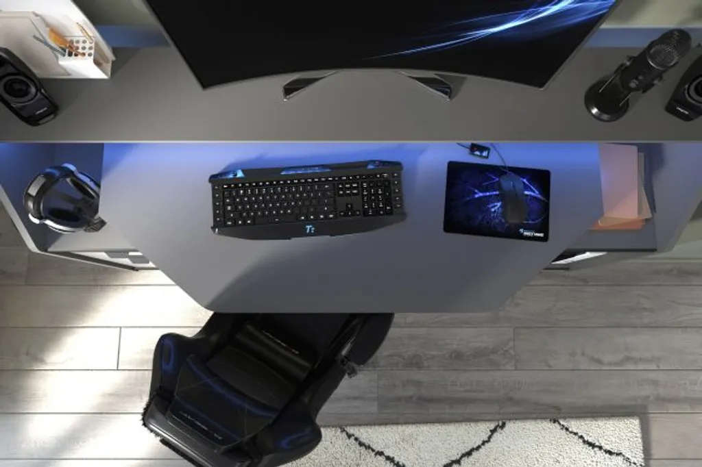 Gamer Tisch Grau / Schwarz B 180 Cm Schreibtisch LED Beleuchtung / Farbwechsel Inklusive Fernbedienung Jugend Kinderzimmer Büro PC Computer – Bild 7