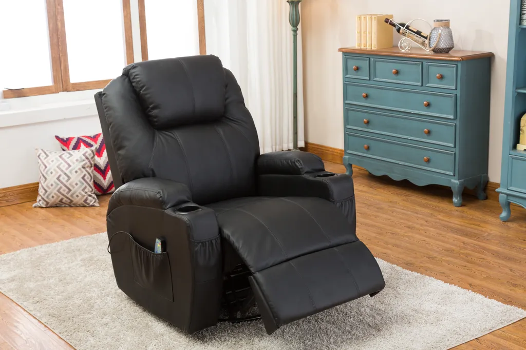 MCombo Massagesessel Fernsehsessel Relaxsessel + Heizung Mit Dreh+Schaukel Manuell Verstellbar 7020BK – Bild 2