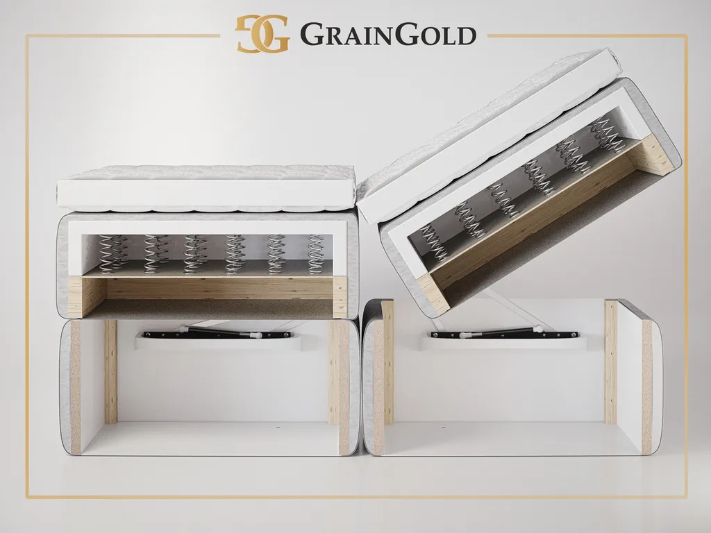 GRAINGOLD Doppelbett 180x200 Janke - Boxspringbett Mit Zwei Großen Bettkästen, Hauptmatratze Von Hochelastischer Schaum - Schlafzimmerbett - Dunkelblau (One Moment 78) – Bild 6