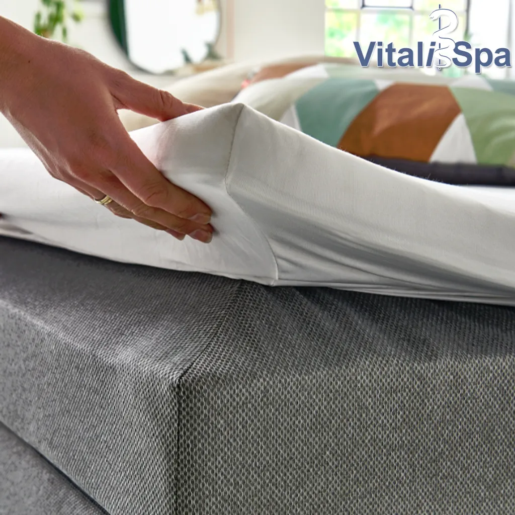 VitaliSpa Boxspringbett Grau Mit Topper Philly 180x200 Cm Möbelstoff – Bild 5
