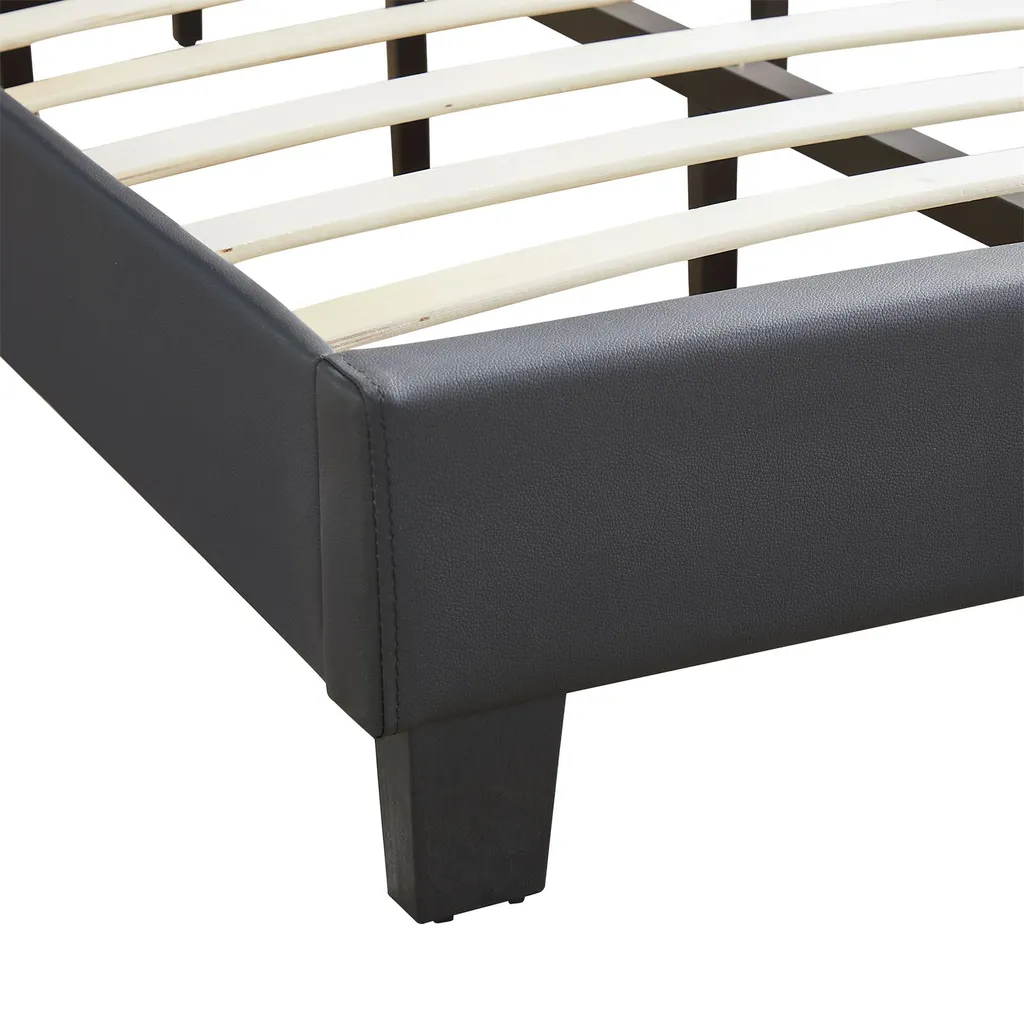 Polsterbett CARIBO 120x200 Cm, Bett Mit Kunstleder In Schwarz Und LED Beleuchtung, Verschiedene Farben, Kunstleder, Modern, Skandinavisch, Bequemes Gepolstertes Bett – Bild 5