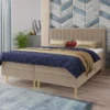 Boxspringbett Gold Mit 2 Bettkästen Und Topper - Doppelbett, Bonell-Matratze, Polsterbett, Bett Mit Matratzentopper, Schlafzimmer, Velours Stoff (Beige (Manila 02), 140 X 200 Cm)