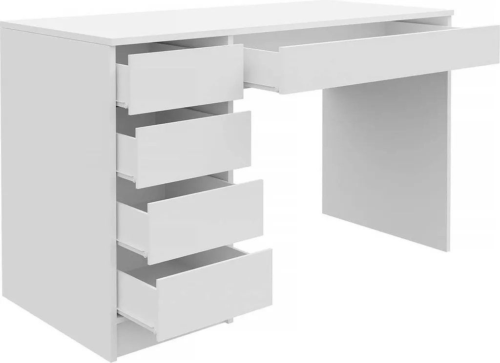 Mirjan24 Schreibtisch / Schminktisch Ada, Elegante Kosmetiktisch, Frisiertisch, Modern Schlafzimmer (Korpus: Weiß, Fronten: Weiß Hochglanz) – Bild 3