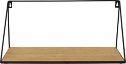 Wandregal Regal 39x15cm Schwarz Metall MDF Holz Natur Design Modern Industrie