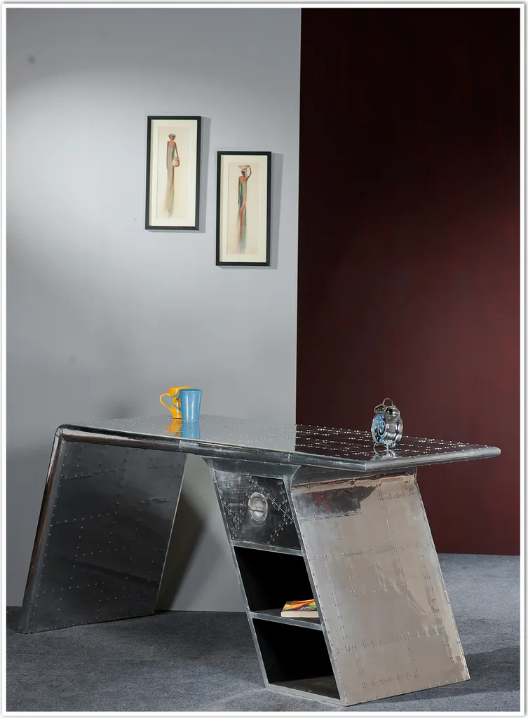 SIT Möbel Schreibtisch | 2 Offene Fächer, 1 Schublade | Mit Alu Beschlagen | Aus Mangoholz Und MDF | B 175 X T 60 X H 75 Cm | Silber | 81707-21 | Serie AIRMAN – Bild 10