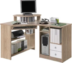 Eck-Schreibtisch Bürotisch Computertisch Winkelschreibtisch Büromöbel "Marcel I" Sonoma-Eiche/Weiß