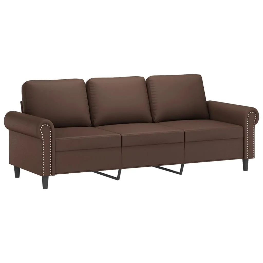 VIDAXL Möbel 3-Sitzer-Sofa Mit Kissen Braun 180 Cm Kunstleder 2023 – Bild 3