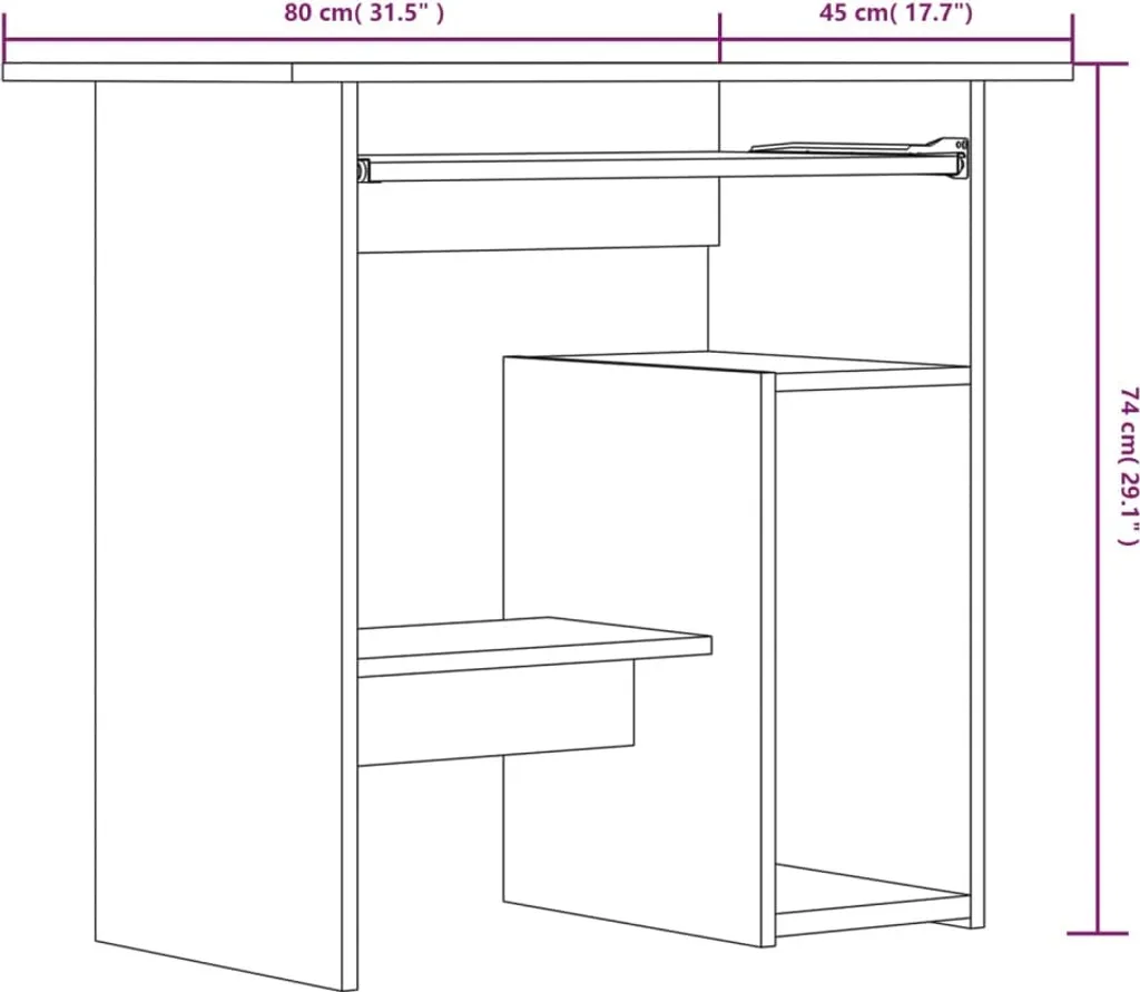 VidaXL Schreibtisch Räuchereiche 80x45x74 Cm Holzwerkstoff – Bild 7