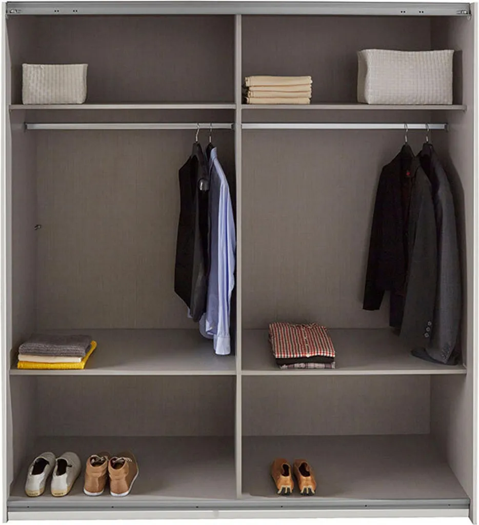 Schwebetürenschrank Kleiderschrank Altona Weiß Weißglas 180cm – Bild 2