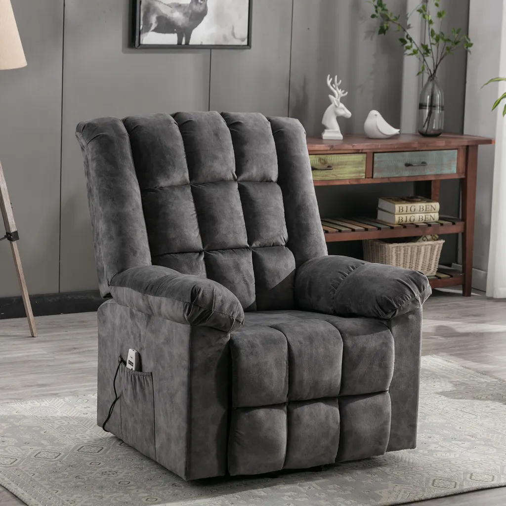 Merax TV-Sessel Elektrischer Aufstehhilfe Fernsehsessel Relaxsessel Mit Liegefunktion, Wärmefunktion Und Massagefunktion, Massagesessel Inkl. Timer Und Fernbedienung, Grau – Bild 15