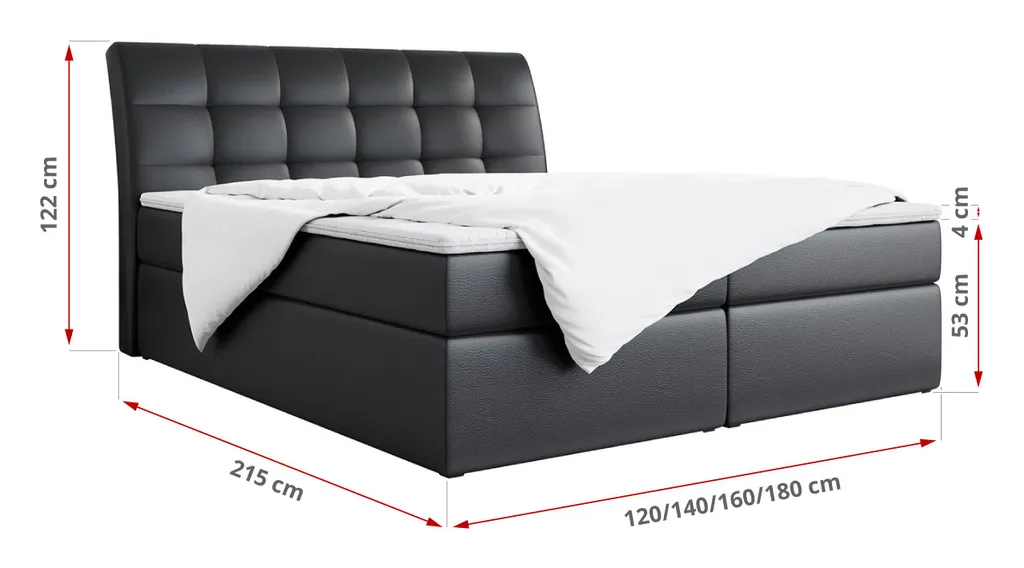 MKS MEBLE Boxspringbett Doppelbett - Polsterbett Mit Multipocket-Matratze Und Topper - Kunstlederbett Mit Bettkasten - Stauraumbett - DIEGOS – Bild 2