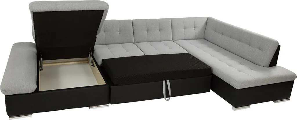 Mirjan24 Ecksofa Bergen Mit Bettkasten, Regulierbare Armlehnen, U-Form Schlafsofa Vom Hersteller, Wohnlandschaft (Magic Velvet 2217 + Magic Velvet 2219, Ecksofa: Rechts) – Bild 6