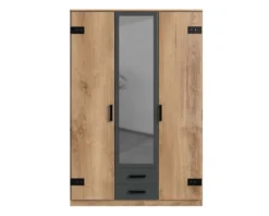 Liverpool 3-türiger Kleiderschrank Mit Spiegel Plankeneiche / Graphit