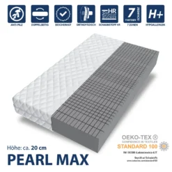 Matratze 180x200 Cm Kaltschaum HR-Schaum 7 Zonen PEARL MAX Bett Konturschnitt H4 Höhe Ca. 20 Cm Wellness
