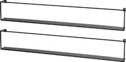 WOOOD Meert 2er Set Wandregal 100 Cm Horizontal Schwarz - Schweberegal Aus Metall Würfelregal