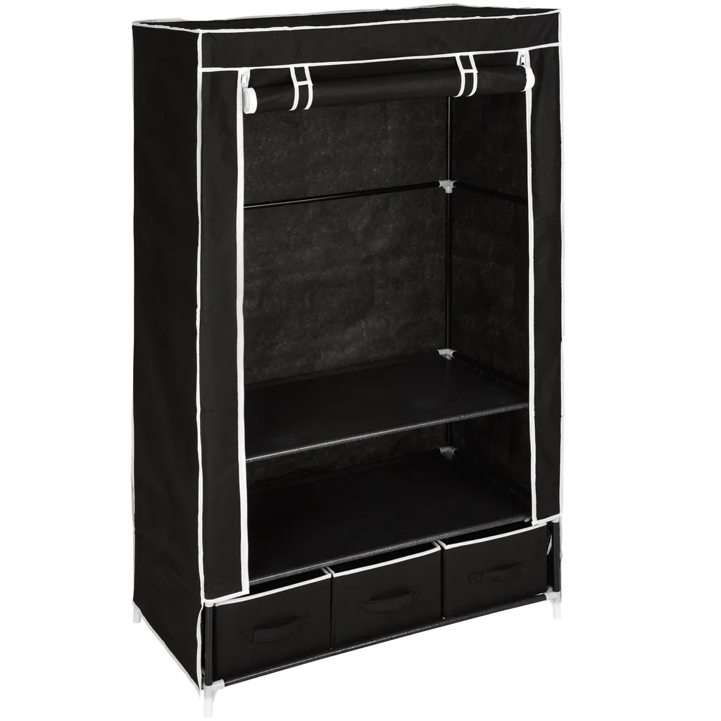 Tectake Stoffschrank 3 Fächer Inkl. 3 Boxen 87x159x49cm - Schwarz