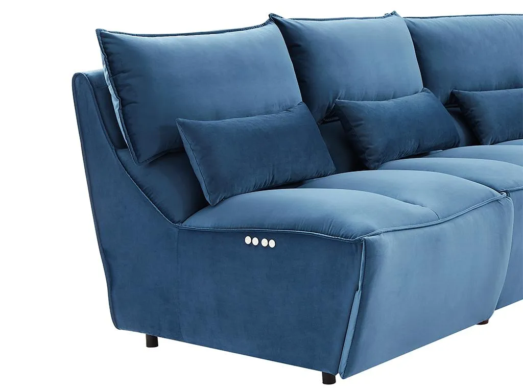 Relaxsofa Elektrisch - Samt - Blau - JUDIE – Bild 4
