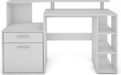 HOMEXPERTS Schreibtisch LARRY, Breite 140 Cm, In Weiß, Mit Viel Stauraum