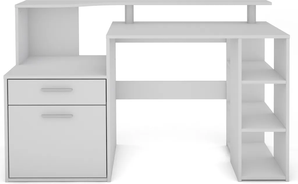 HOMEXPERTS Schreibtisch LARRY, Breite 140 Cm, In Weiß, Mit Viel Stauraum