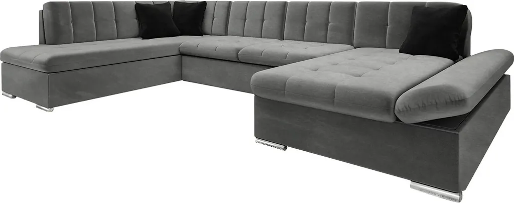 Mirjan24 Ecksofa Bergen Mit Bettkasten, Regulierbare Armlehnen, U-Form Schlafsofa Vom Hersteller, Wohnlandschaft (Magic Velvet 2217 + Magic Velvet 2219, Ecksofa: Rechts) – Bild 2