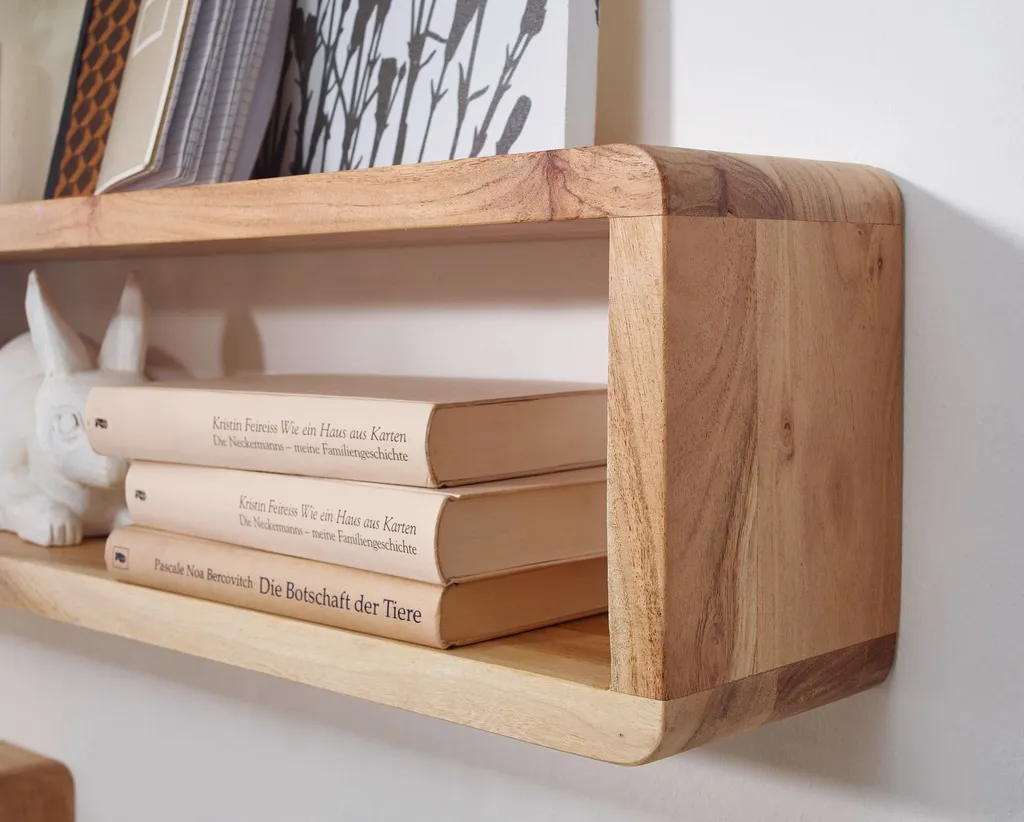 Design Wandregal 3er Set BOHA Massiv Holzregale Akazie Landhausstil | Rustikales Wandregal-Set Holz | Hängeregal Viereckig Echtholz | Wand-Regale | Hängend Würfel | Regal Wandkästen Eckig – Bild 6