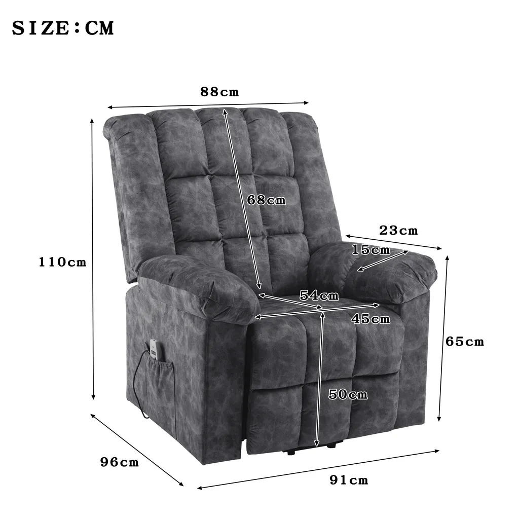 Merax TV-Sessel Elektrischer Aufstehhilfe Fernsehsessel Relaxsessel Mit Liegefunktion, Wärmefunktion Und Massagefunktion, Massagesessel Inkl. Timer Und Fernbedienung, Grau – Bild 8