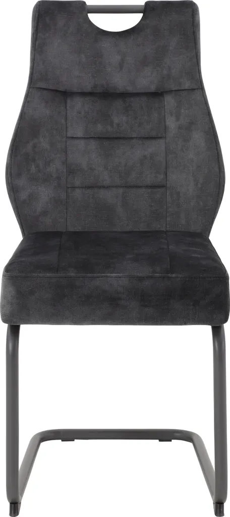 2er Set Esszimmerstuhl Linda - Samtvelour Vintage Anthrazit - Metallgestell Rundrohr Pulverbeschichtung Grau - 140kg Belastbar – Bild 3