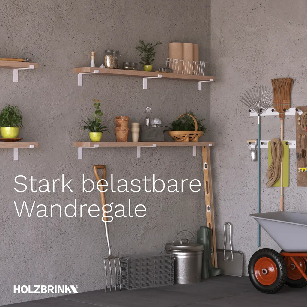 HOLZBRINK Metall Regalträger Für Wandregal, Wandhalterung 200 Mm, Schwarz, 2 Stück, HLR-Z-200-9005 – Bild 5